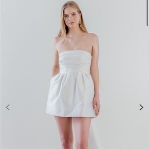 White Embellished Strapless Mini Dress